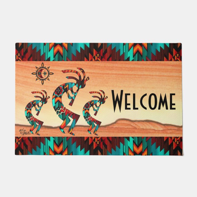 Felpudo Doormat de bienvenida a Kokopelli (Anverso)