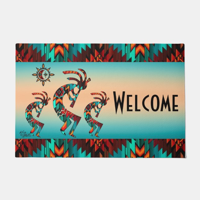 Felpudo Doormat de bienvenida a Kokopelli (Anverso)