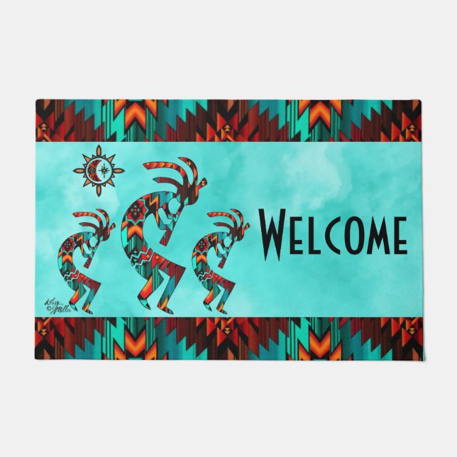Felpudo Doormat de bienvenida a Kokopelli (Anverso)