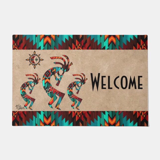 Felpudo Doormat de bienvenida a Kokopelli (Anverso)