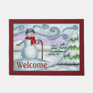 Felpudo Doormat de bienvenida a la escena de invierno de S