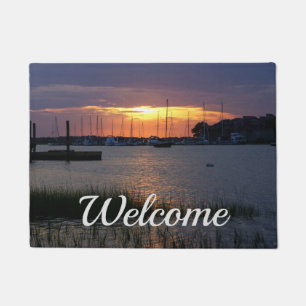 Felpudo Doormat de bienvenida a la puesta de sol del río F