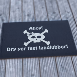 Felpudo Doormat de bienvenida a Pirate Skull Landlubber
