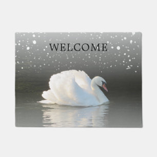 Felpudo Doormat de bienvenida a Winter Swan