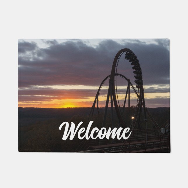 Felpudo Doormat de bienvenida al atardecer (Anverso)