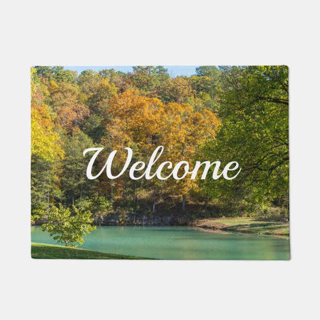 Felpudo Doormat de bienvenida al pequeño Goldie (Anverso)