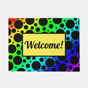 Felpudo Doormat de bienvenida al Punto de Polka Arcoiris