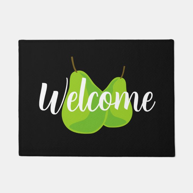 Felpudo Doormat de bienvenida con diseño de frutas de pera (Anverso)