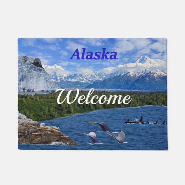 Felpudo Doormat de bienvenida de Alaska (Anverso)