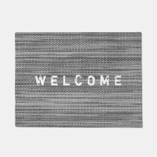 Felpudo Doormat de bienvenida de algodón de tela gris de F