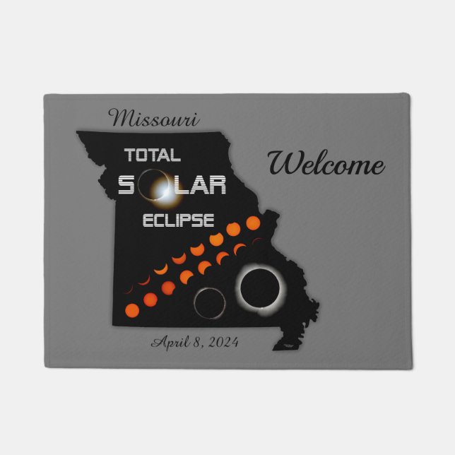 Felpudo Doormat de bienvenida de eclipse solar de Missouri (Anverso)