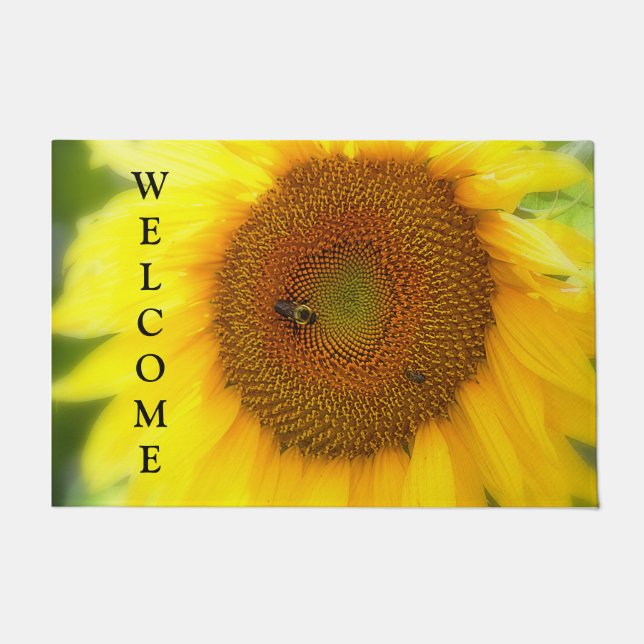 Felpudo Doormat de bienvenida de girasol (Anverso)