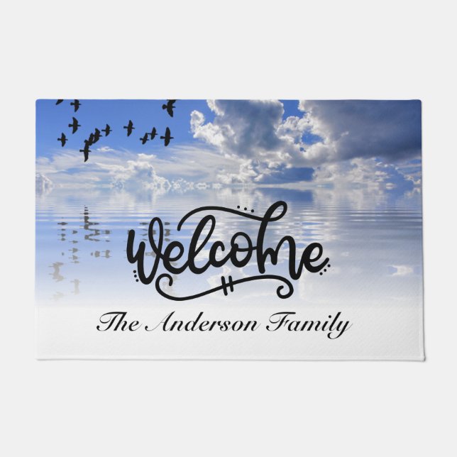 Felpudo Doormat de bienvenida de la familia personalizado (Anverso)
