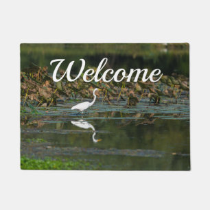 Felpudo Doormat De Bienvenida De La Reflexión De Egret Bla