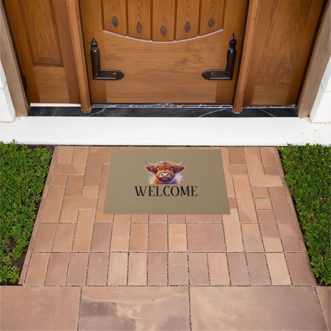 Felpudo Doormat de bienvenida de las vacas de Highland (Exterior)