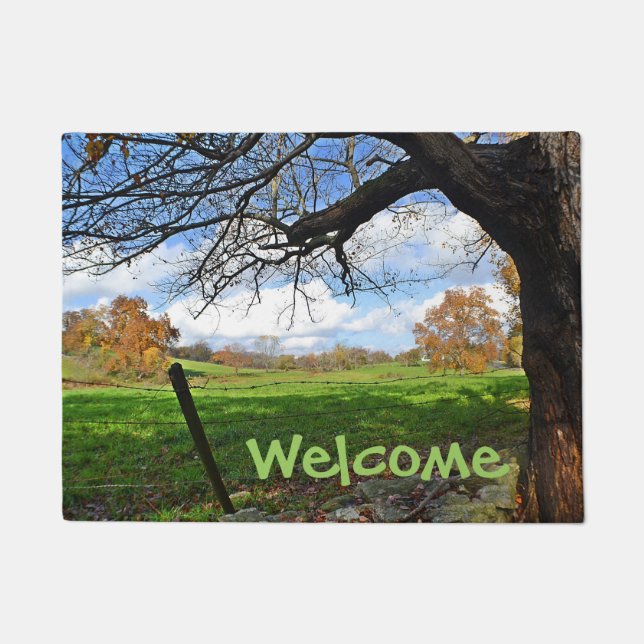 Felpudo Doormat de bienvenida de pastoreo del país (Anverso)