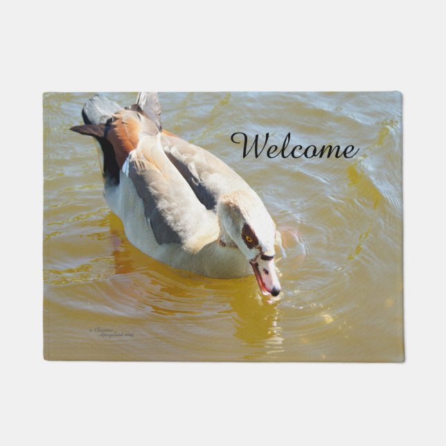 Felpudo Doormat de bienvenida de pato tropical (Anverso)