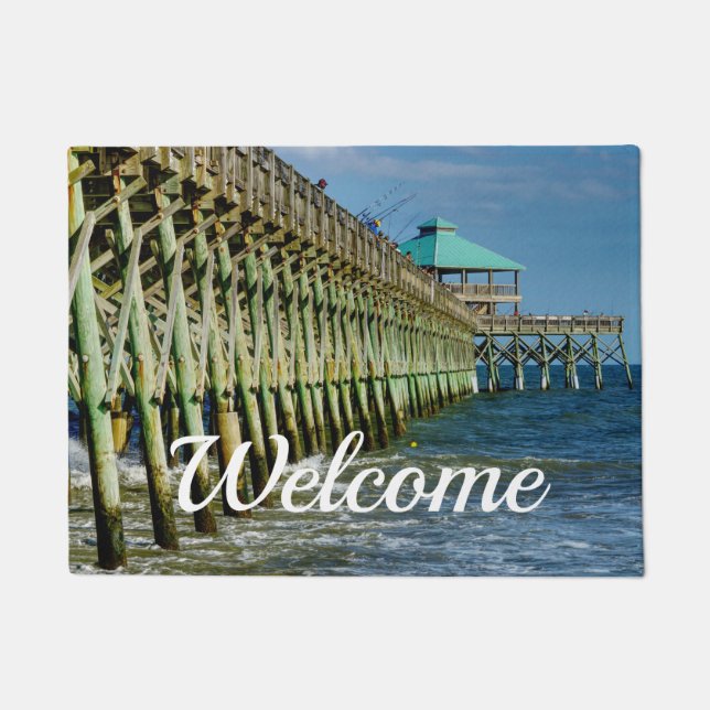 Felpudo Doormat de bienvenida de pesca de muelle (Anverso)