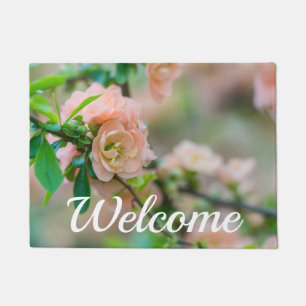 Felpudo Doormat de bienvenida de Quince de Flor de Peach