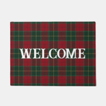 Doormat de bienvenida de Red Plaid