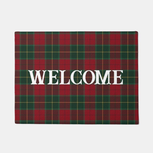 Felpudo Doormat de bienvenida de Red Plaid (Anverso)