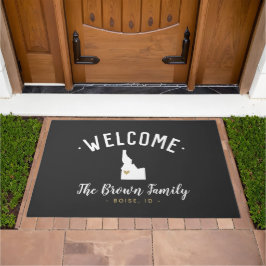 Felpudo Doormat de bienvenida en monograma de la familia I