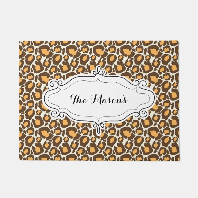 Felpudo Doormat de bienvenida {Leopard Print} (Anverso)