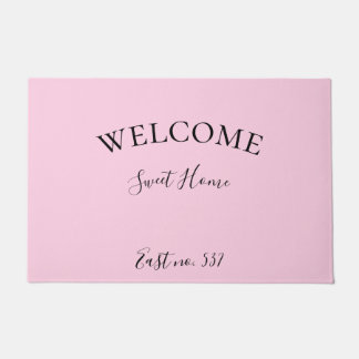 Felpudo Doormat de bienvenida moderno rosado personalizado