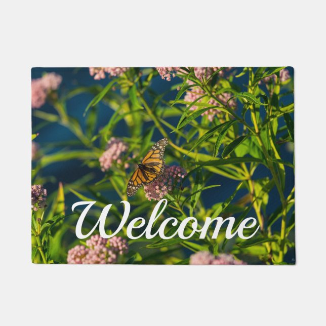 Felpudo Doormat De Bienvenida Monarch Y Milkweed (Anverso)