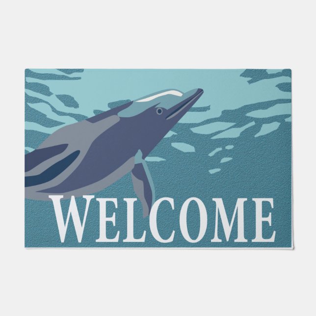 Felpudo Doormat de bienvenida para delfines | Cute Dolphin (Anverso)