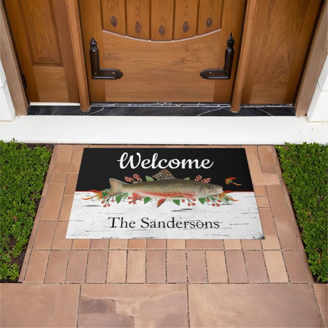 Felpudo Doormat de bienvenida para pesca de trucha persona (Exterior)