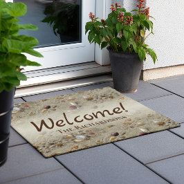 Felpudo Doormat de bienvenida personalizado de Seashells B