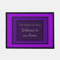 Doormat de bienvenida personalizado púrpura en mov