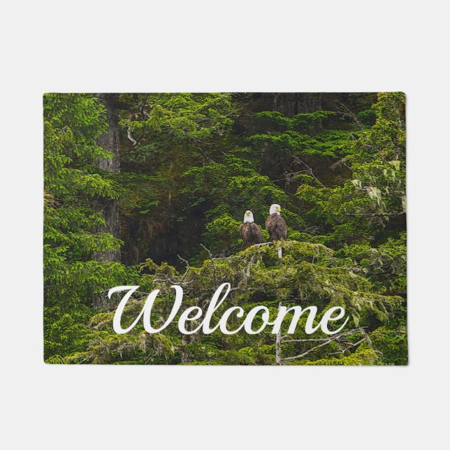 Felpudo Doormat De Bienvenida Pintoresca De Dos Águilas (Anverso)