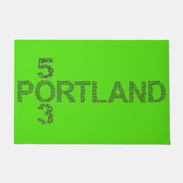 Felpudo Doormat de bienvenida Portland Oregon 503 de Tell3 (Anverso)