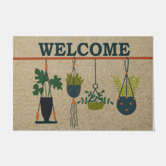 Felpudo Doormat de bienvenida tropical | Diseño de la plan