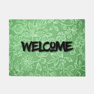 Felpudo Doormat de bienvenida verde