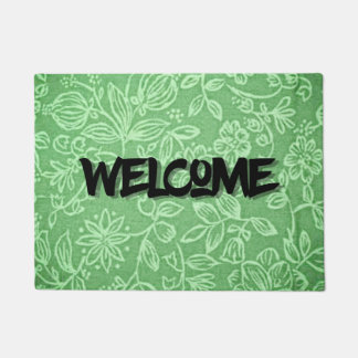Felpudo Doormat de bienvenida verde