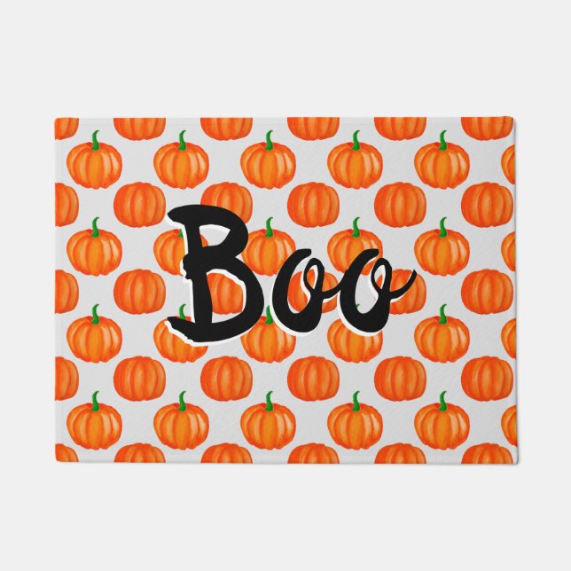 Felpudo Doormat de Boo calabaza Halloween (Anverso)