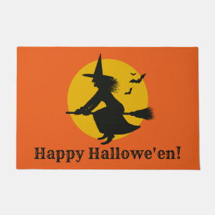 Felpudo Doormat de bruja voladora de Halloween inspirado p