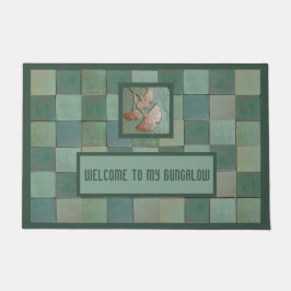 Felpudo Doormat de Bungalow con hojas de gingko y azulejos