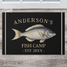 Doormat de cabaña de pesca personalizada en Rústic