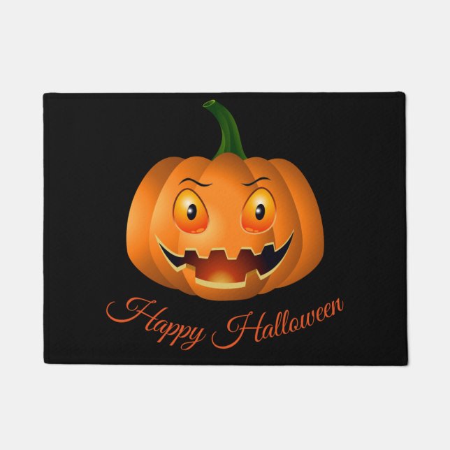 Felpudo Doormat de calabaza de Halloween (Anverso)