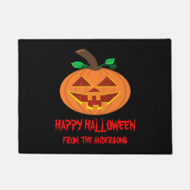 Felpudo Doormat de calabaza de Halloween con ojos rojos