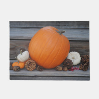 Felpudo Doormat de calabaza y pineconas de otoño