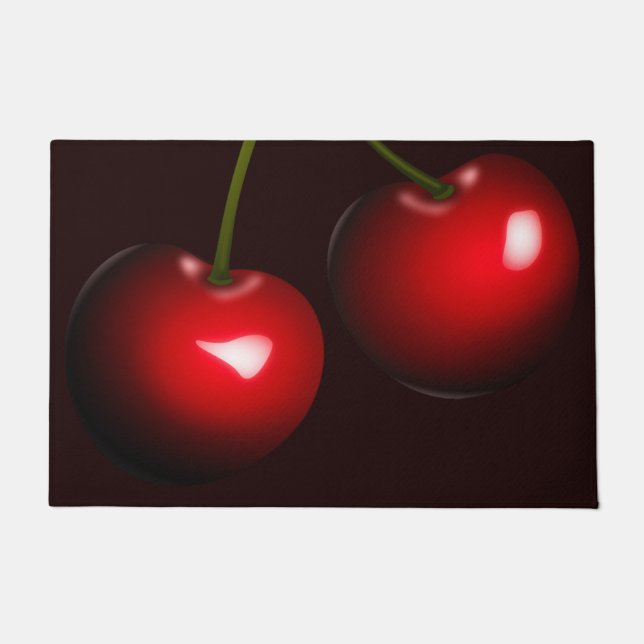 Felpudo Doormat de cerezo rojo fruta sus colores (Anverso)