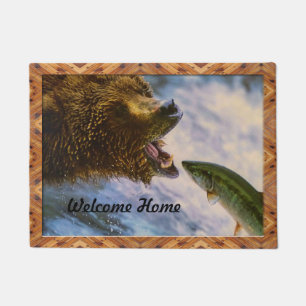 Felpudo Doormat de cogida de los salmones de la trucha