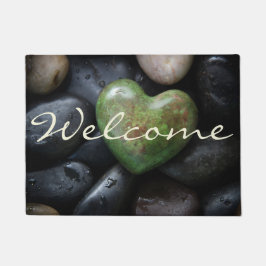 Felpudo Doormat de corazón de piedra de bienvenida