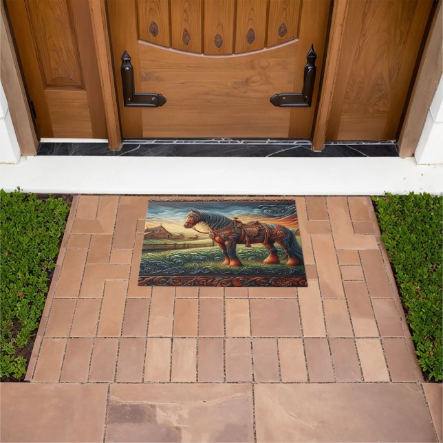 Felpudo Doormat de cuero de caballo (Exterior)