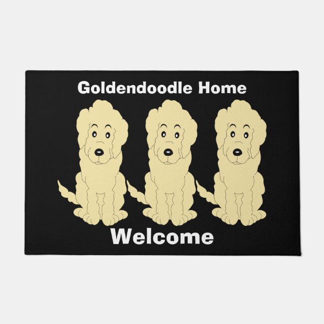 Felpudo Doormat de diseño de perro de Goldendoodle (Anverso)